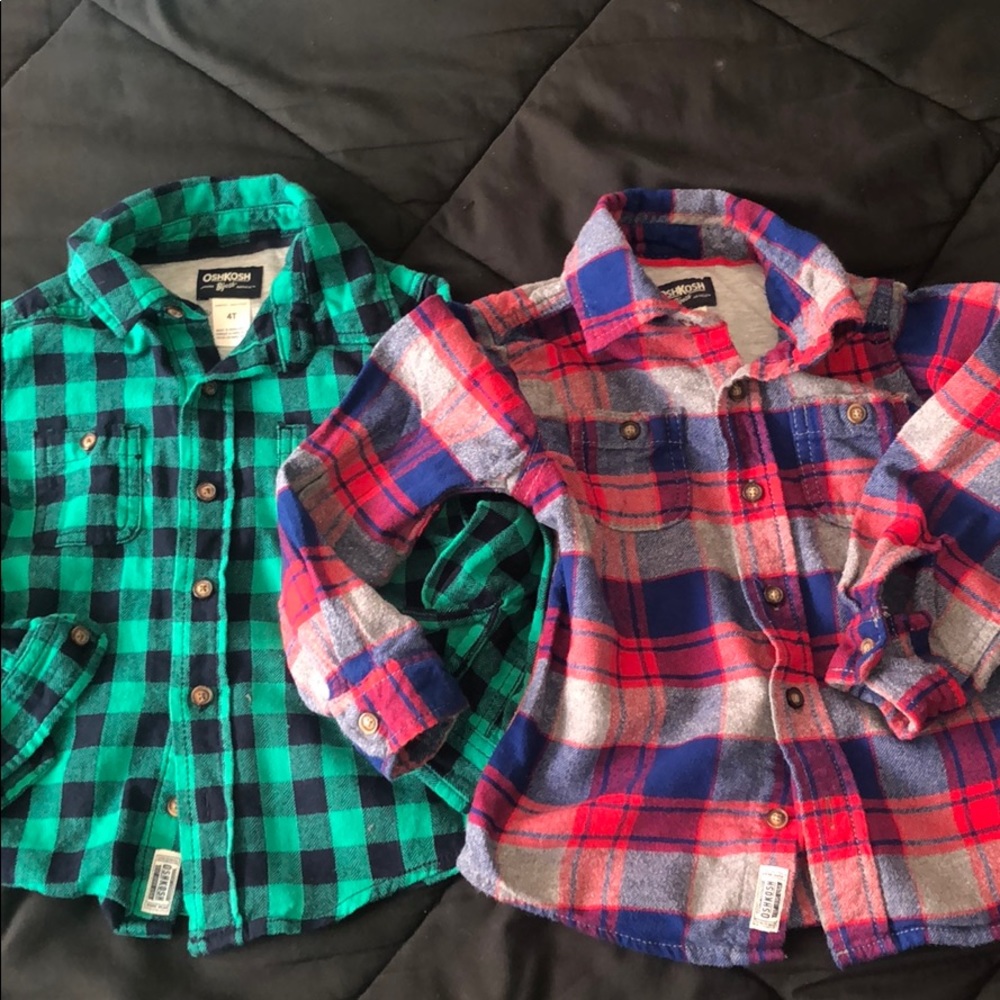 2 for 1 Boys Osh Kosh Plaid Flannel Shirts